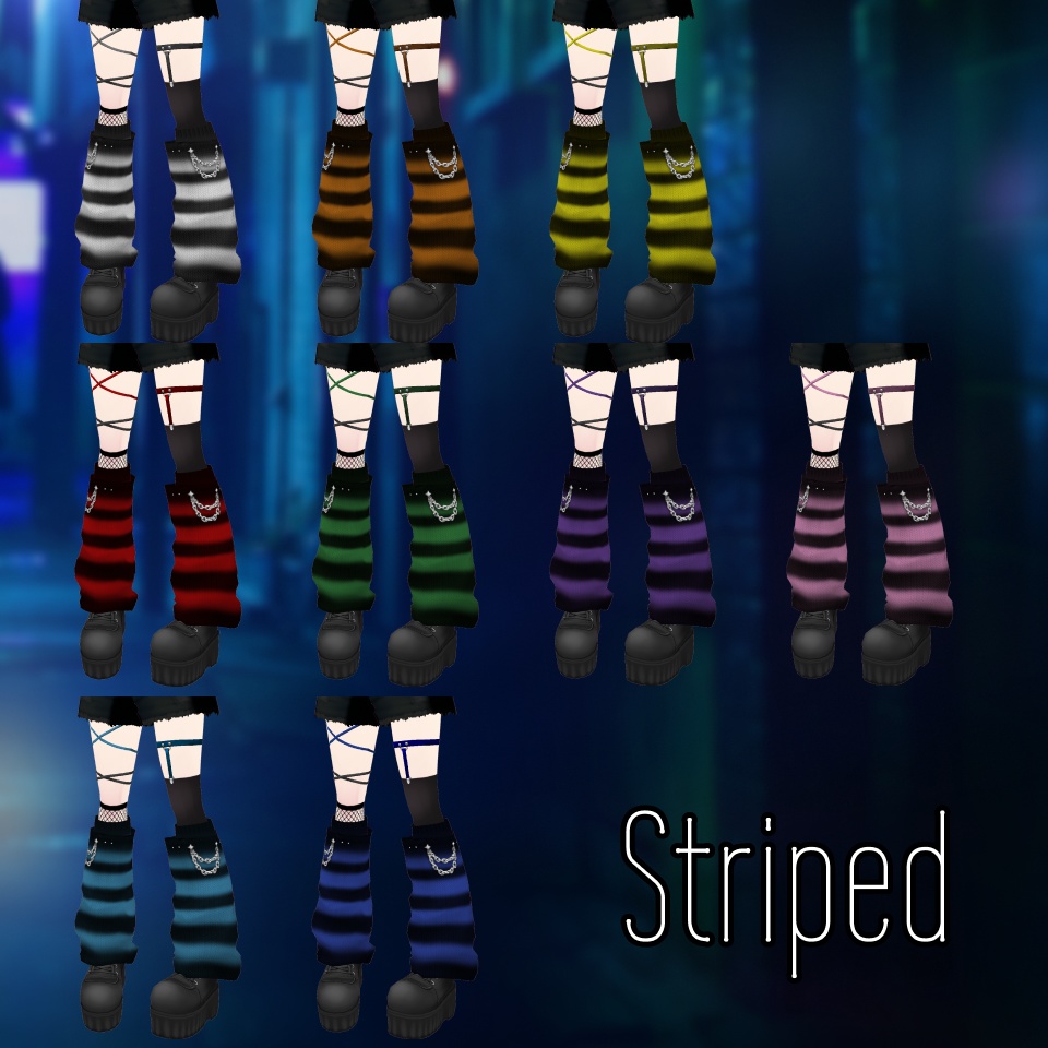 【無料有り / Partly FREE!】Knit Legwarmer + Leg Garters / レッグウォーマー + レッグガーター【 #VRoid 】