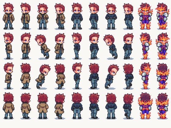 ドット絵歩行グラ／ホークス＆エンデヴァー