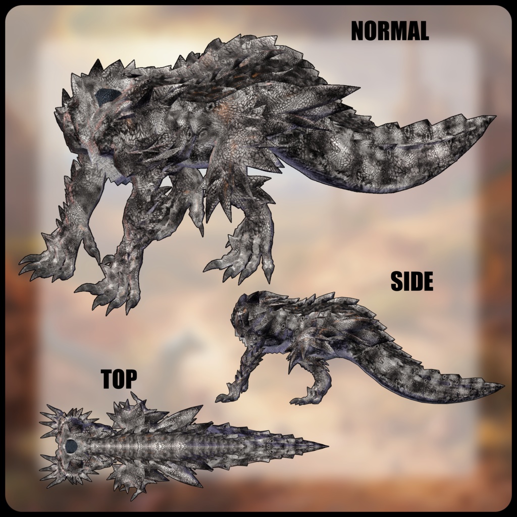 【DragonBodyシリーズ】A_四足獣竜【3Dモデル衣装・装飾品】