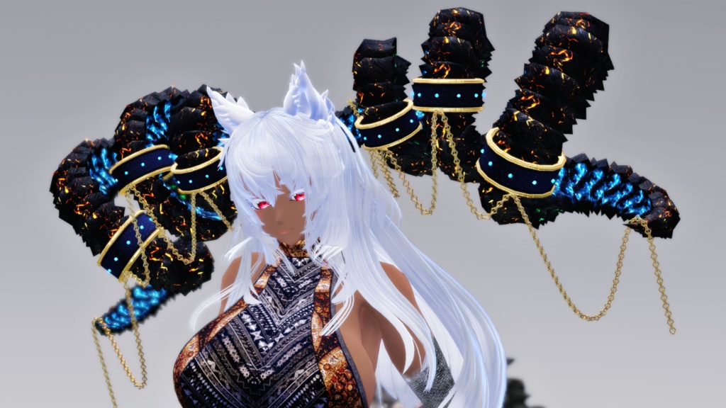 【DragonHornシリーズ】DragonHorn_I 金鎖の洞角【3Dモデル衣装・装飾品】