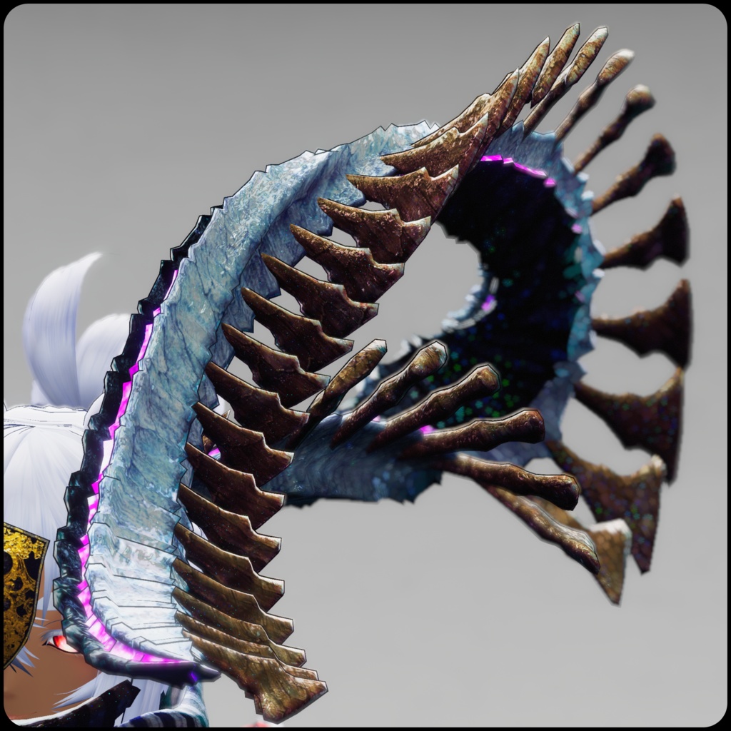 【DragonHornシリーズ】DragonHorn_J 白百足【3Dモデル衣装・装飾品】
