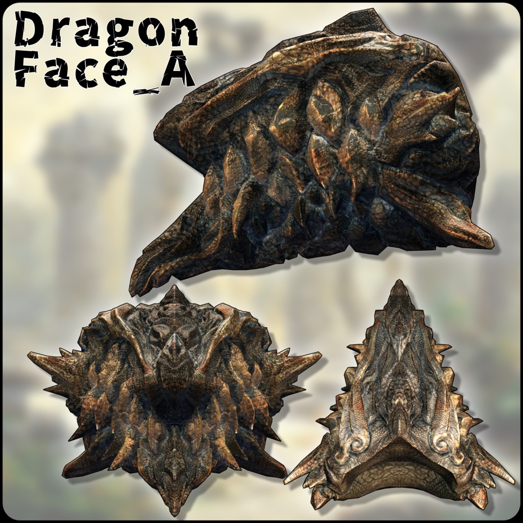 DragonFace_A【3Dモデル衣装・装飾品】