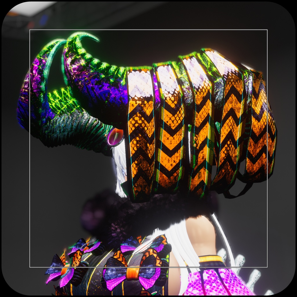 【DragonHornシリーズ】DragonHorn_K 道化の幻角【3Dモデル衣装・装飾品】