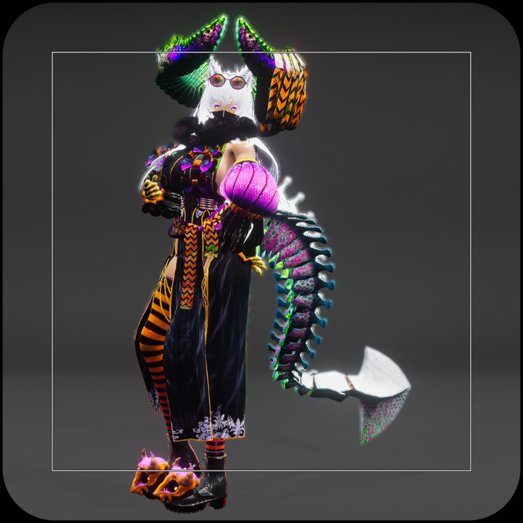 【DragonTailシリーズ】DragonTail_02_A White Clown Ax【3Dモデル衣装・装飾品】