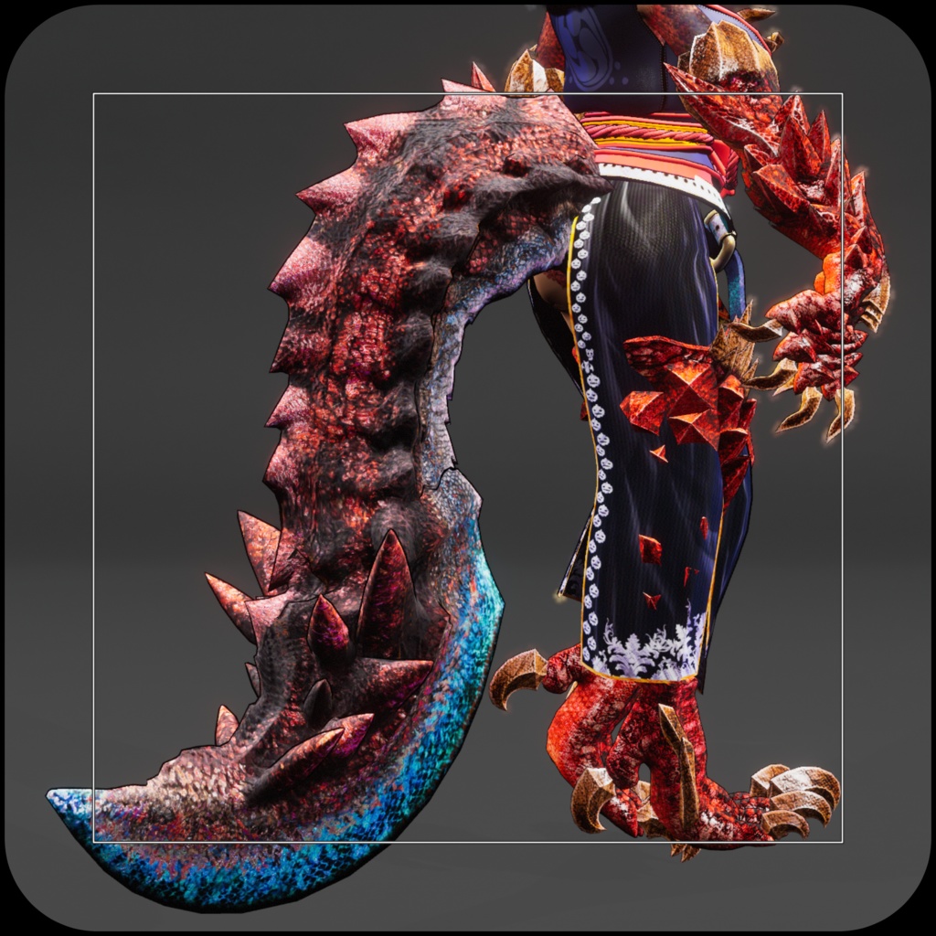 【DragonTailシリーズ】DragonTail_02_B Red Rex Blade【3Dモデル衣装・装飾品】