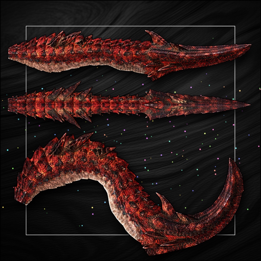 【DragonTailシリーズ】DragonTail_02_C Red Rex Spear【3Dモデル衣装・装飾品】