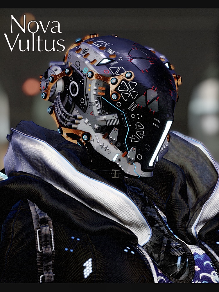 メカヘッドパーツ「NovaVultus」【3Dモデル衣装・装飾品】