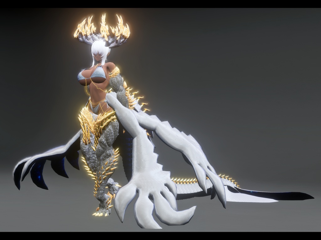 【DragonPartsセット】WhiteDragonSet『神聖海竜』【3Dモデル衣装・装飾品】