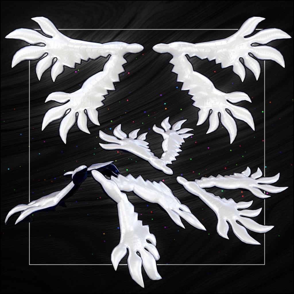 【DragonPartsセット】WhiteDragonSet『神聖海竜』【3Dモデル衣装・装飾品】