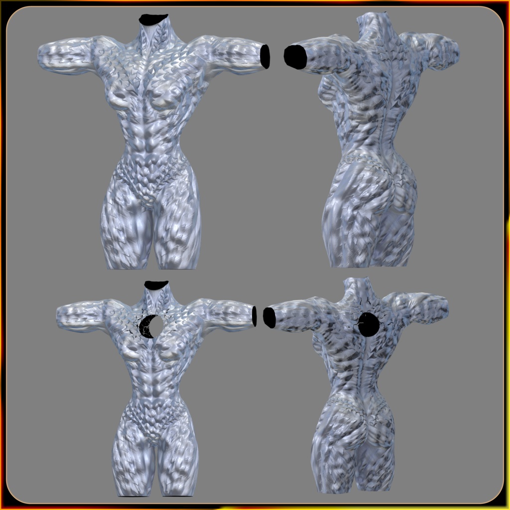 【異形系ボディパーツ】HollowTorso【3Dモデル衣装・装飾品】