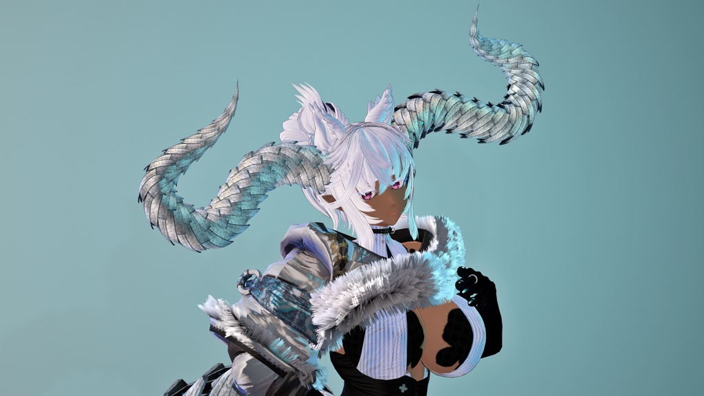 【DragonHornシリーズ】DragonHorn_R 板状螺旋角【3Dモデル衣装・装飾品】