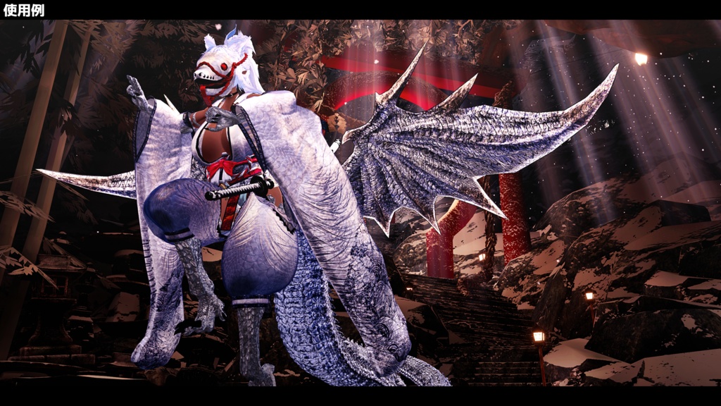 WhiteSnakeMask_白蛇面【3Dモデル衣装・装飾品】