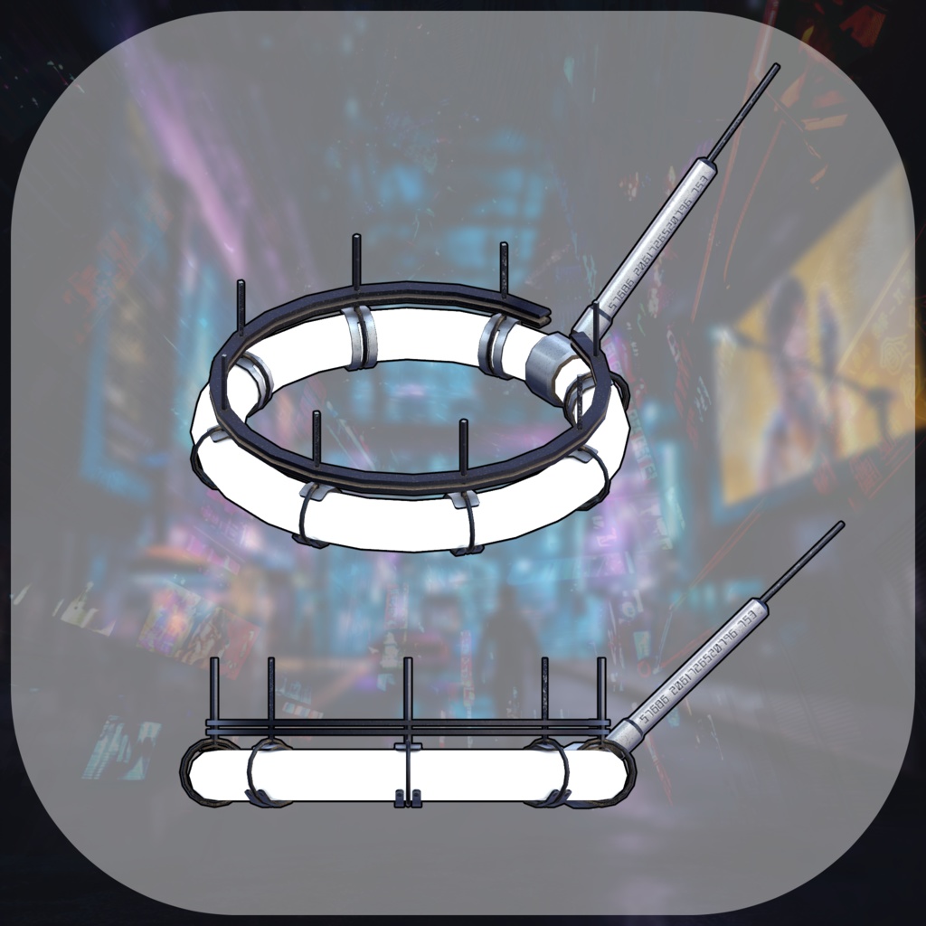 【サイバー系】天使型環状光菅【3Dモデル衣装・装飾品】