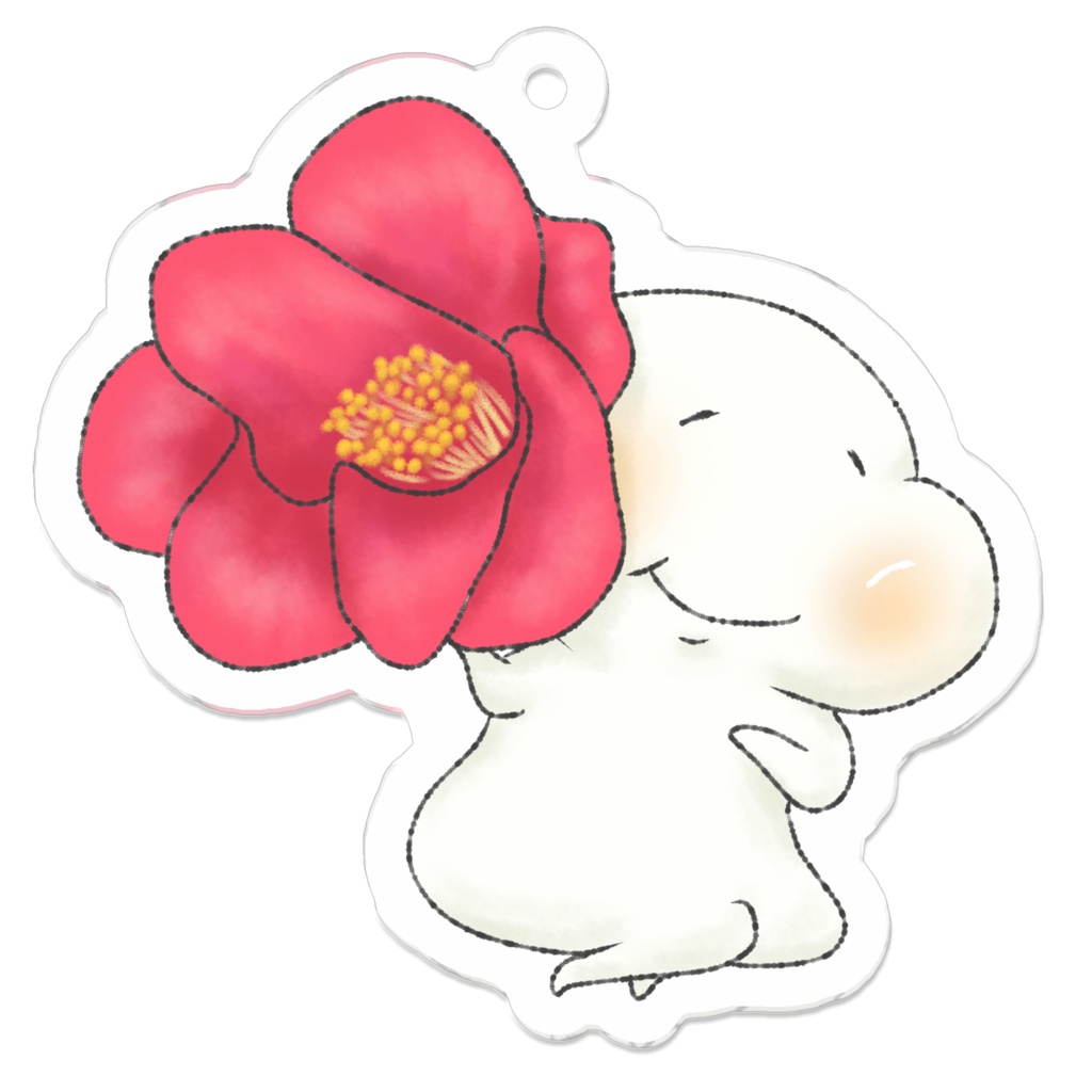 【和おもち】椿おもちのキーホルダー