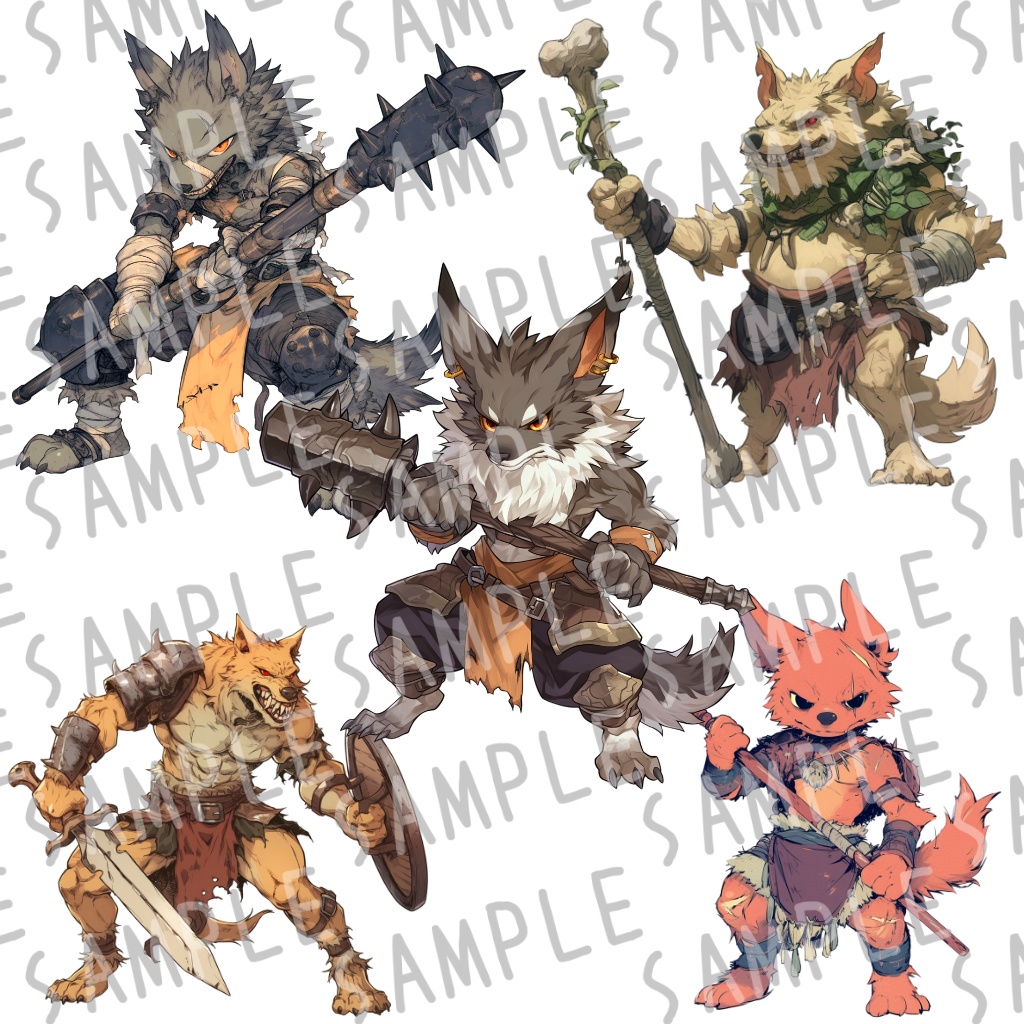 【立ち絵&エネミー40種】犬獣人(コボルド)【ゲーム/TRPG/ファンタジー/ココフォリア】