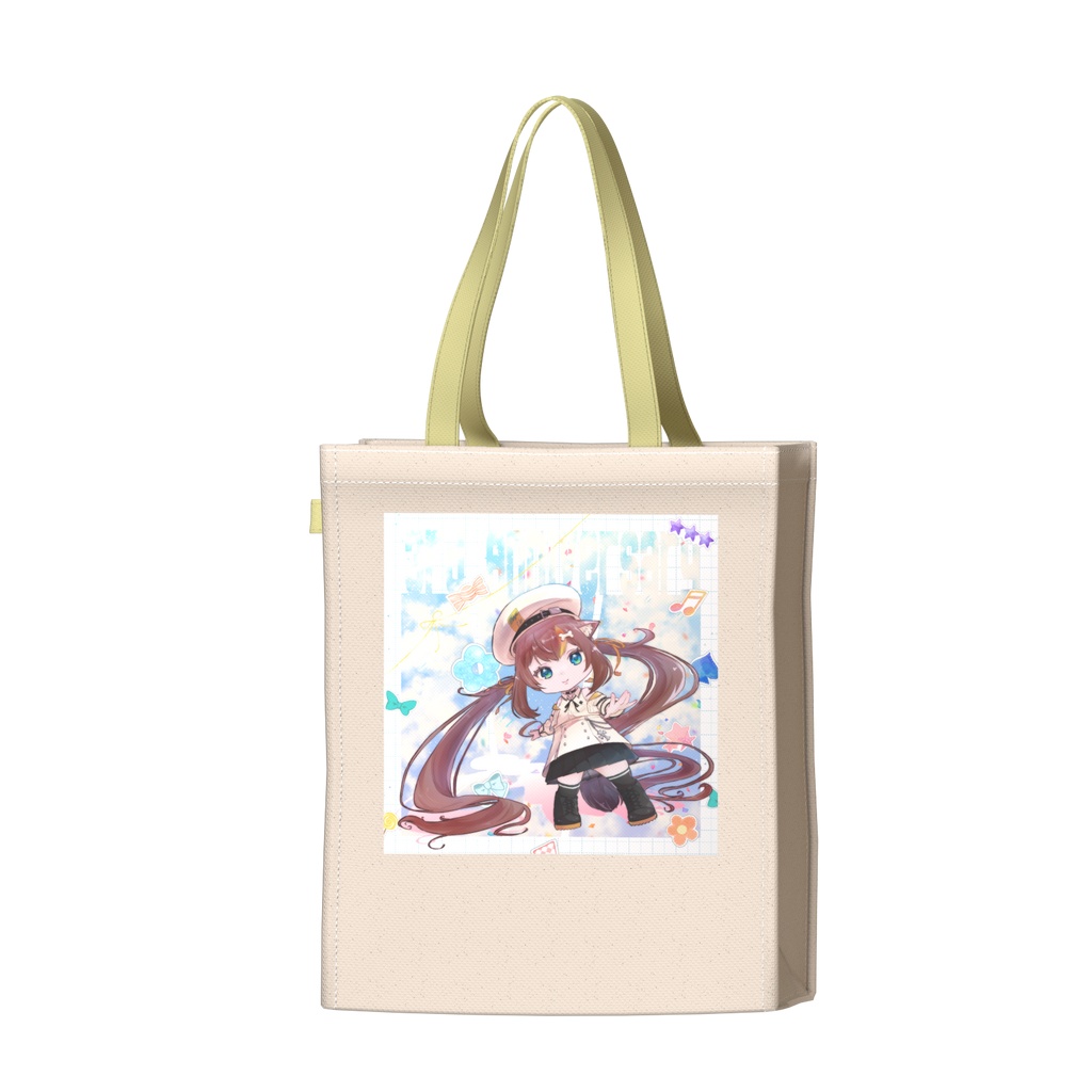 【3周年記念ツートンカラーバッグ】湊結りあ×P.F.H ミニキャラ 34 × 41 × 14cm - 両面