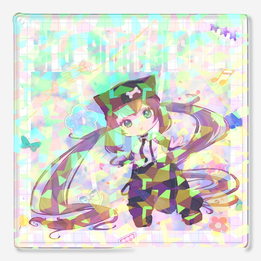 【3周年記念ホログラムアクリルキーホルダー】湊結りあ×P.F.H　ミニキャラ　100 × 100mm