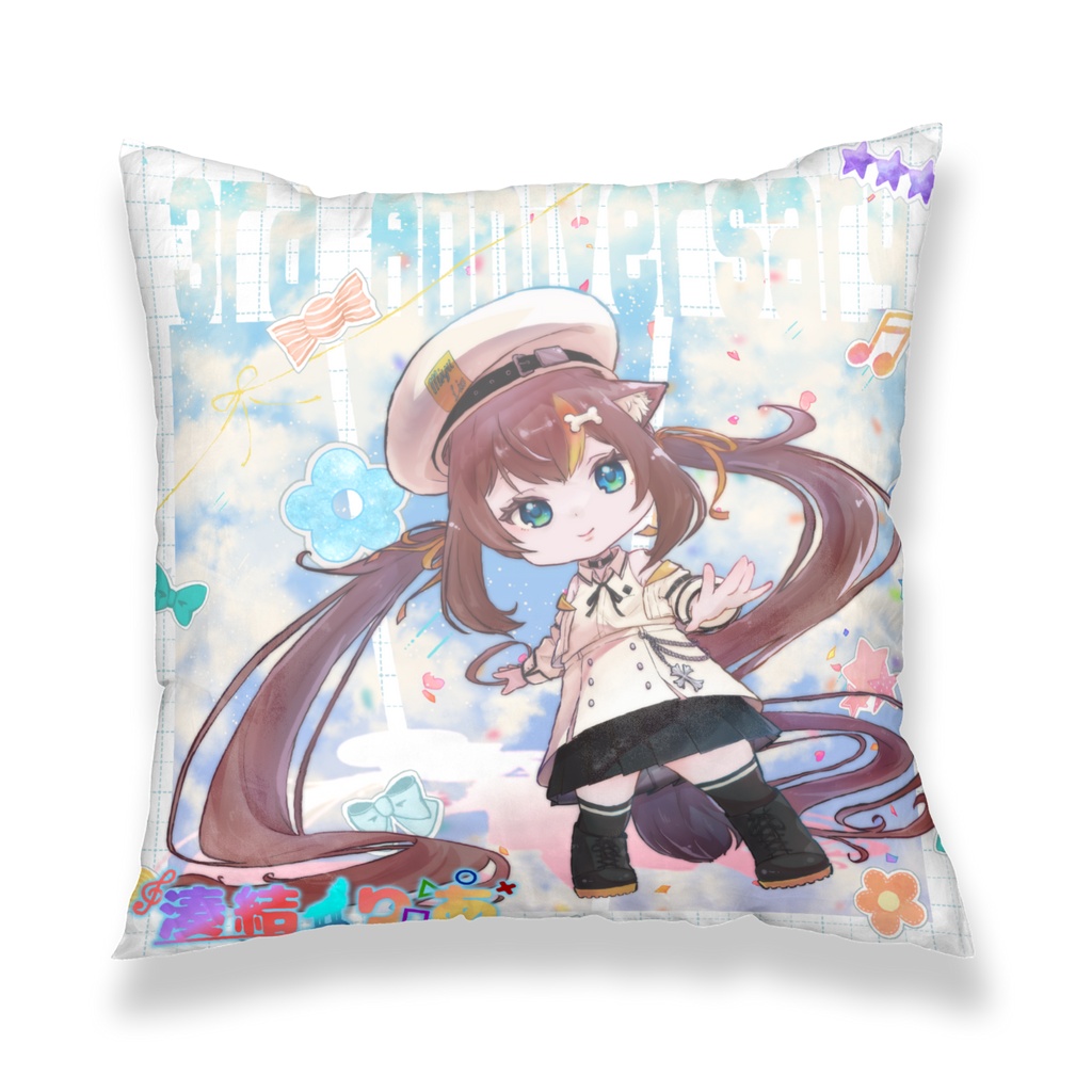 【3周年記念クッションカバー】湊結りあ×P.F.H ミニキャラ 450x450(mm)