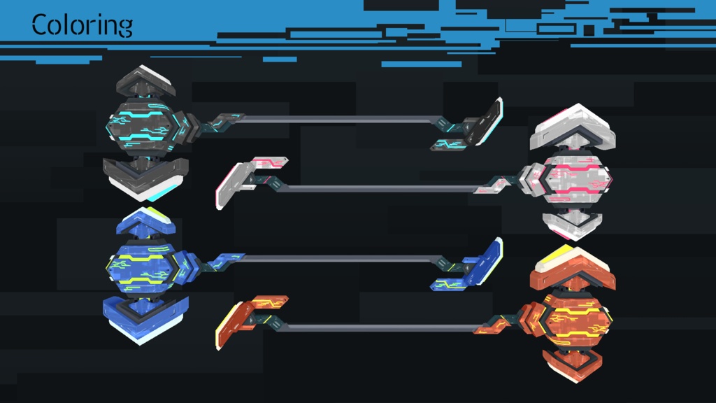 【VRChat向け】3Dモデル サイバー風ハンマー/アックス/サイズ N-O-S-03h/03a/03s NoiseHammer/NoiseAxs/NoiseScythe