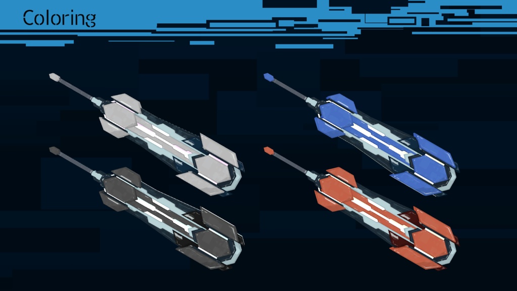 【VRChat向け】3Dモデル サイバー風ソード N-O-S-06A NoiseSwordA