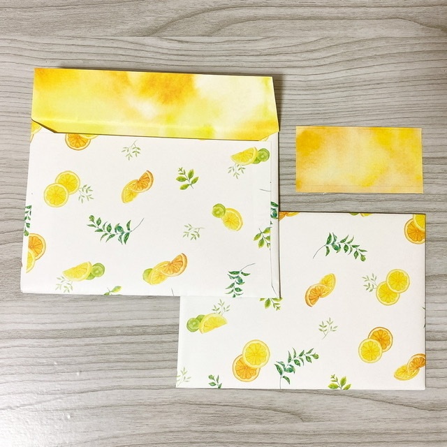 レモンとオレンジ柄のレターセット