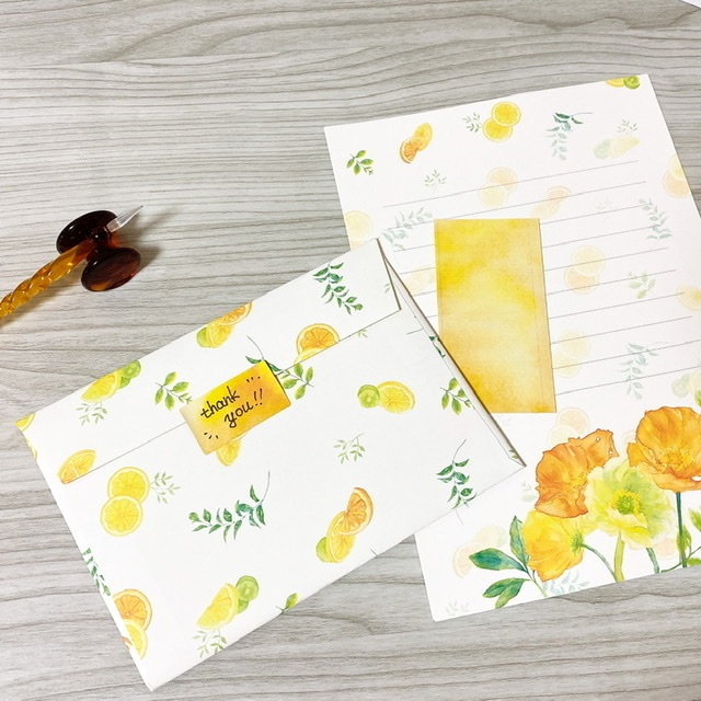 レモンとオレンジ柄のレターセット