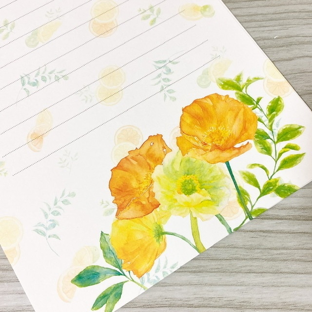 レモンとオレンジ柄のレターセット