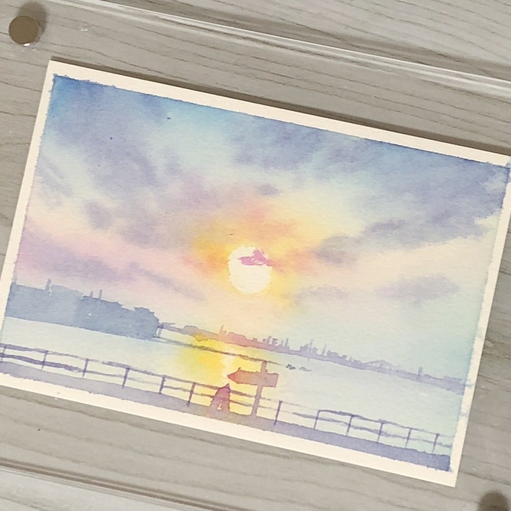 夕暮れの海 絵画