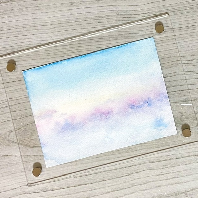 やさしい朝焼けの水彩原画