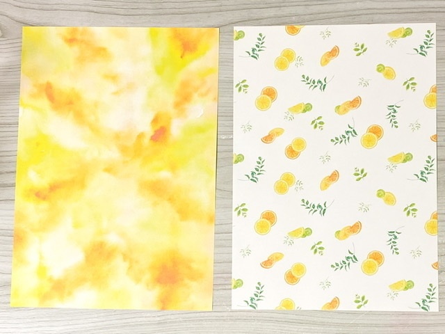 オレンジとレモンのデザインペーパー*A4/15枚入り