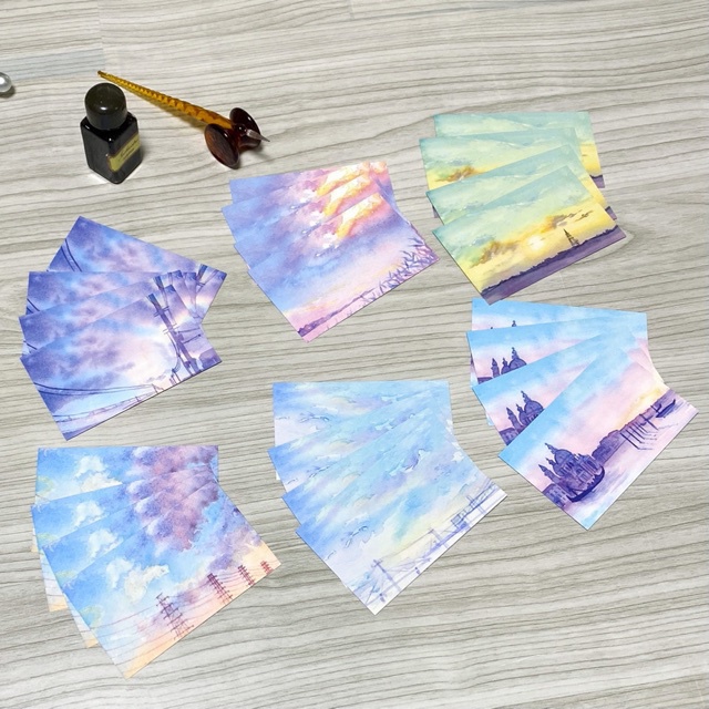 暮れゆく空のメッセージカード*24枚入り*両面印刷