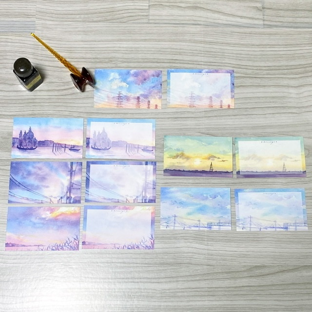 暮れゆく空のメッセージカード*24枚入り*両面印刷