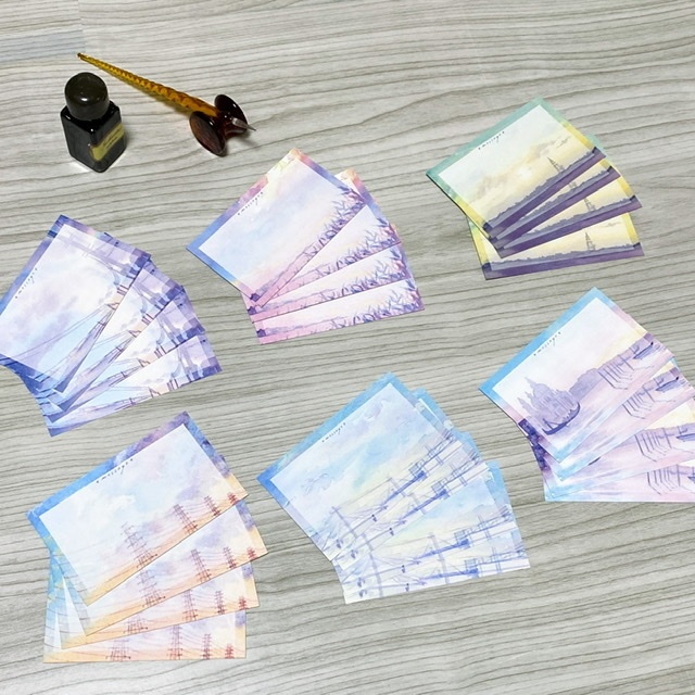 暮れゆく空のメッセージカード*24枚入り*両面印刷