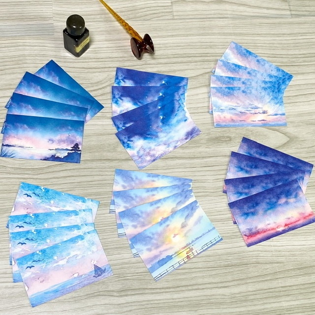 明けゆく空のメッセージカード*24枚入り*両面印刷