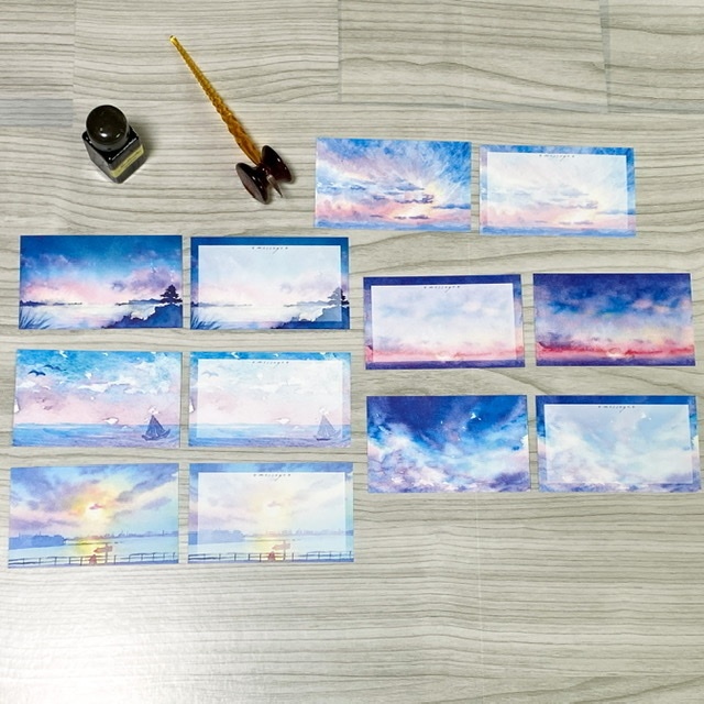 明けゆく空のメッセージカード*24枚入り*両面印刷