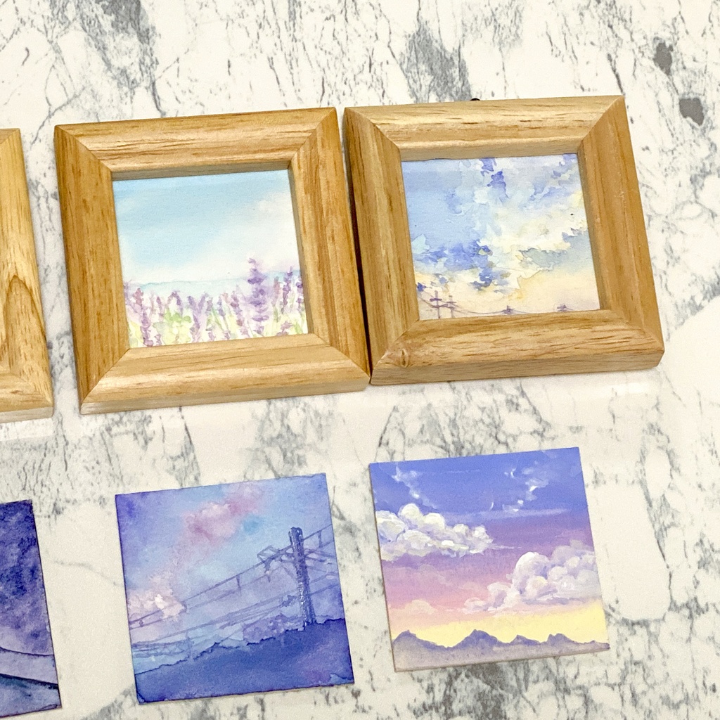 2500円空のミニ原画【額あり】