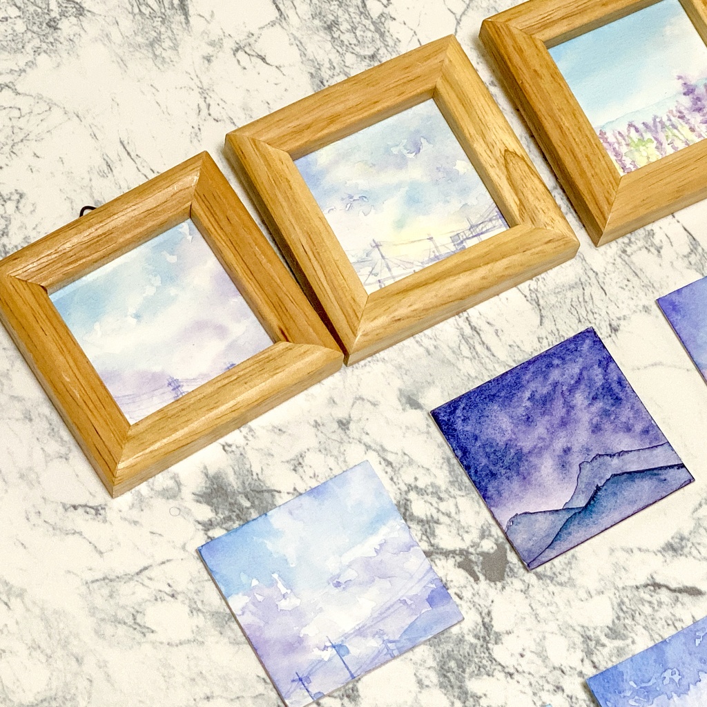 2500円空のミニ原画【額あり】