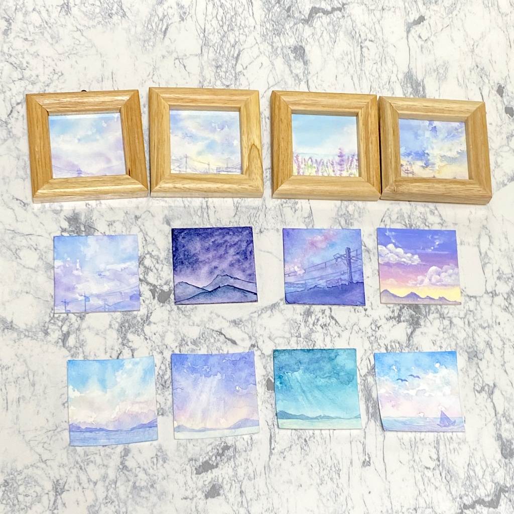 2500円空のミニ原画【額あり】