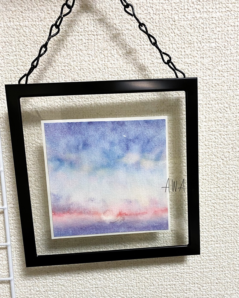 【10cm原画】あかい朝焼けの空の原画