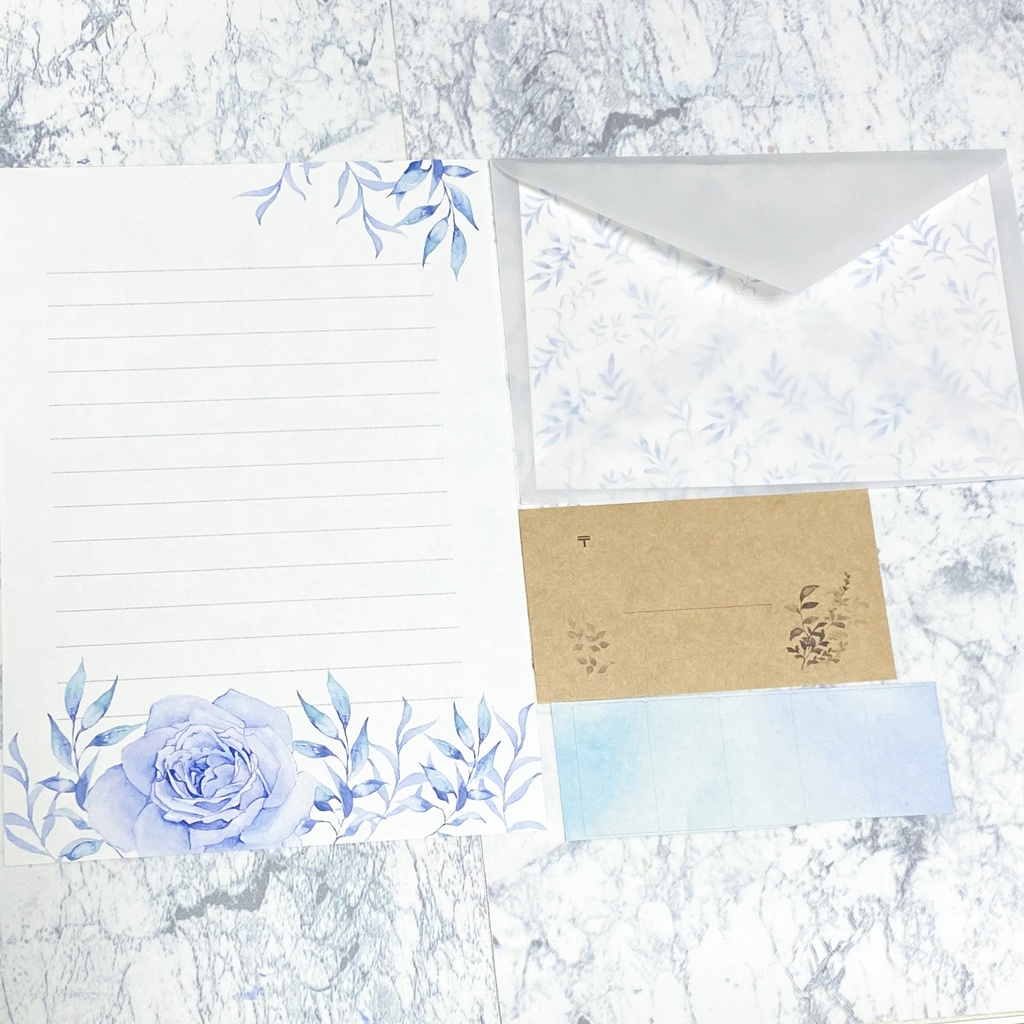 青薔薇のレターセット*トレペ封筒