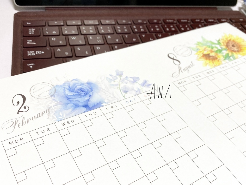 花のカレンダーシート【日付フリー】