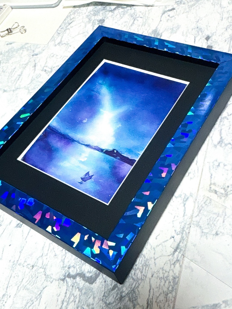 【額装原画】きらめく夜空【万年筆インク】