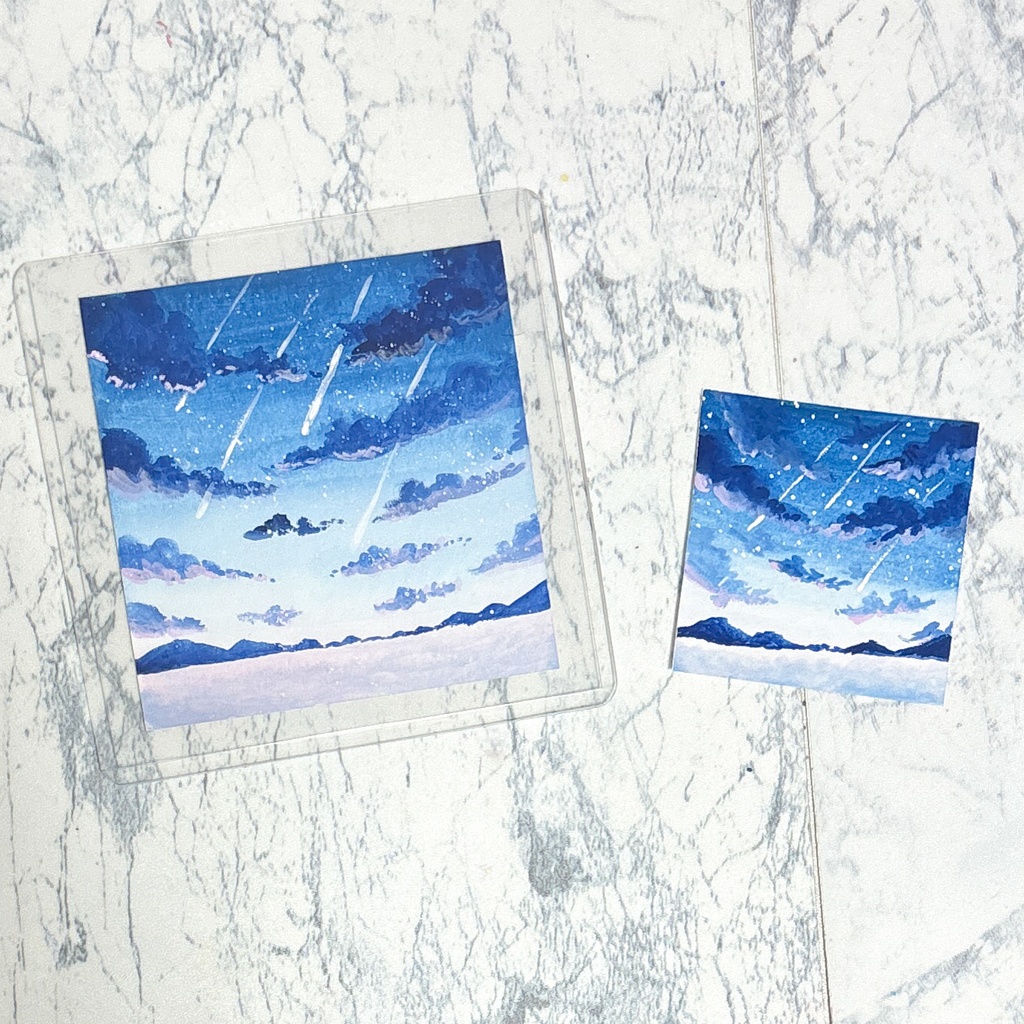 空の8cm原画【透明水彩・アクリルガッシュ】