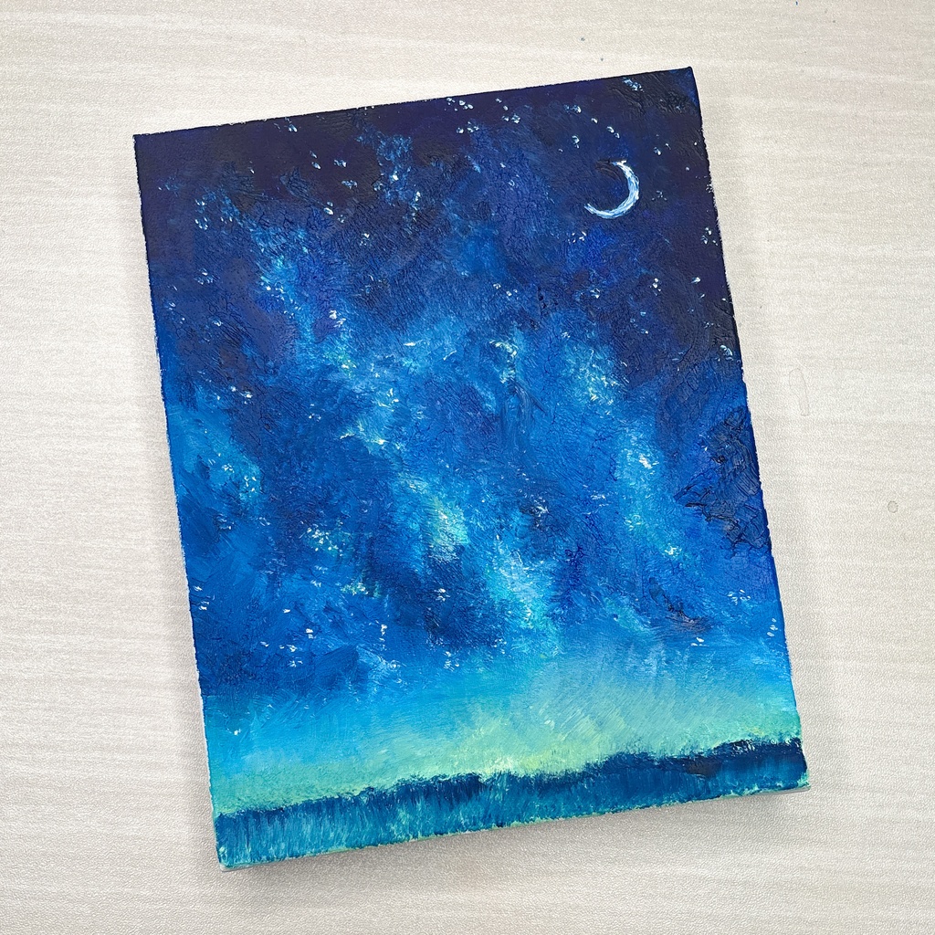 【8/2 20時〜】油彩キャンバス原画「星涼し」F0