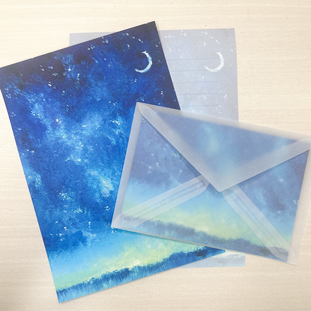 星空のレターセット＊トレペ封筒