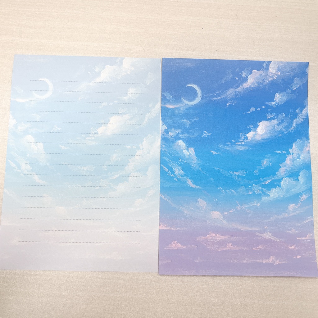 紫の空のレターセット*トレペ封筒