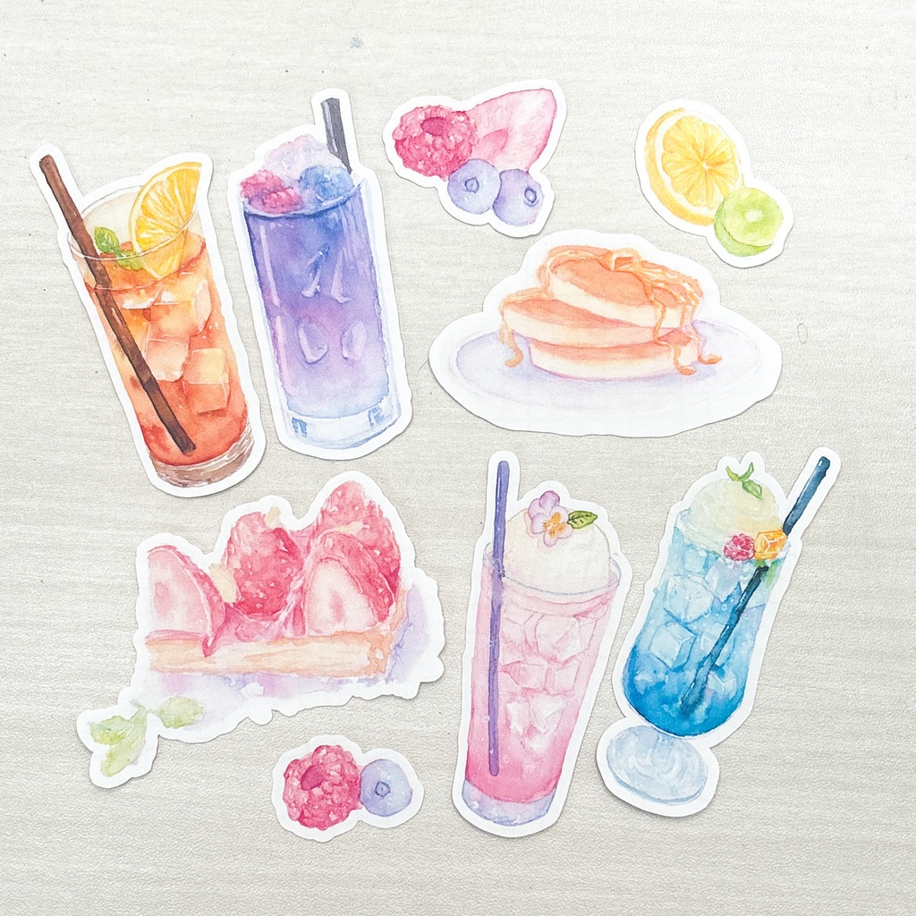 スイーツとドリンクのフレークシール