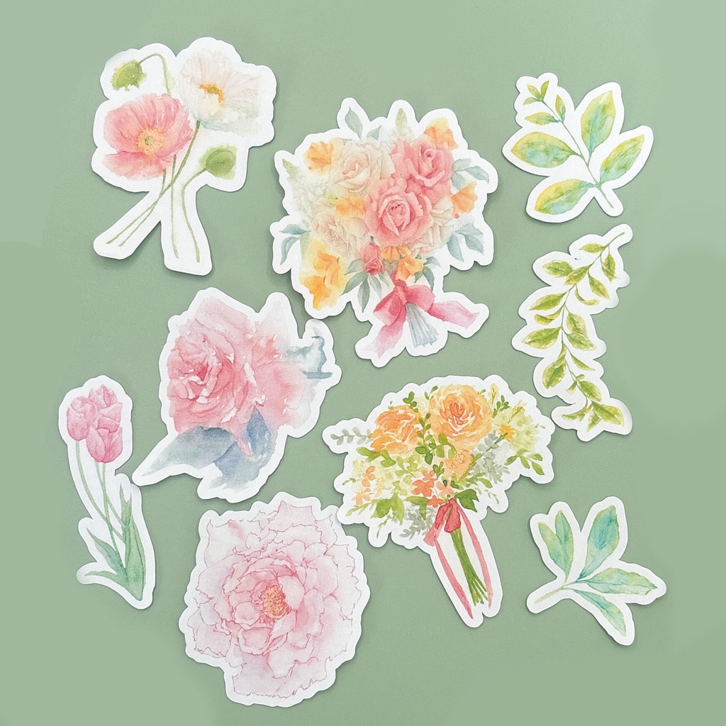 やさしいお花のフレークシール＊オレンジ系