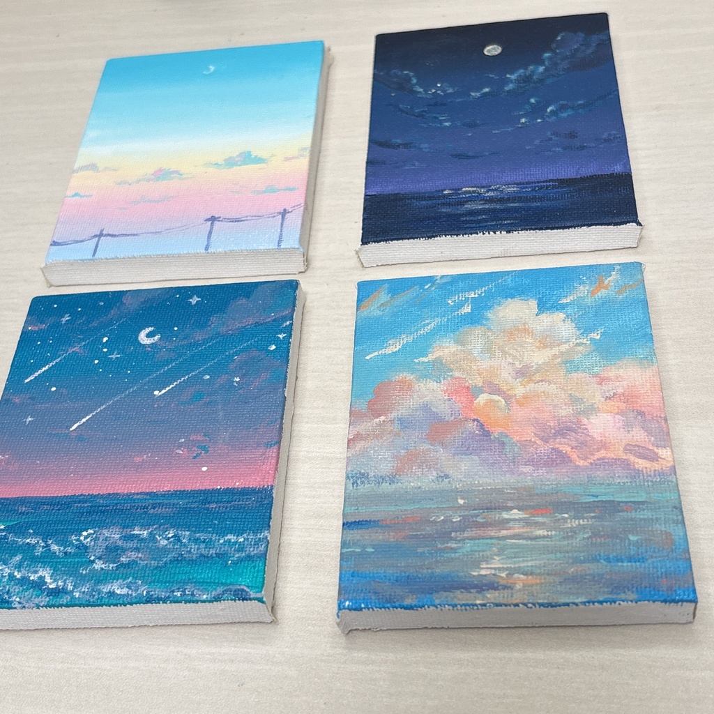 空のイーゼル付きキャンバス原画【アクリル絵の具】