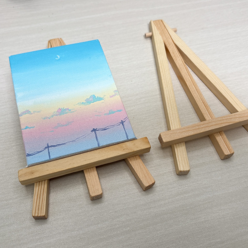 空のイーゼル付きキャンバス原画【アクリル絵の具】
